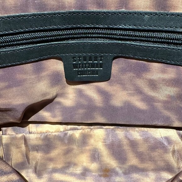 Stuart Weitzman Collection Black Leather Double Strap Turnlock Flap Shoulder Bag - Picture 9 of 16